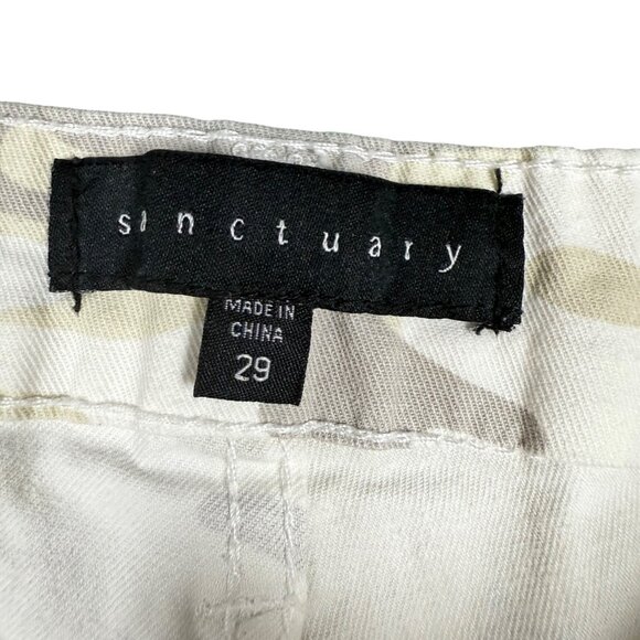 Sanctuary Women’s Beige Camo Print Shorts Size 29 Casual Distressed Folded Hem - Picture 2 of 4